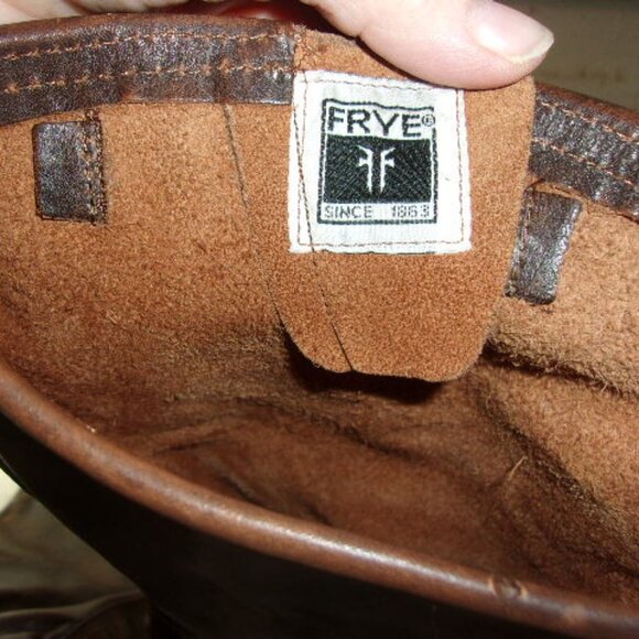 S-131 WOMENS FRYE VERONICA SLOUCH BROWN LEATHER ENGINEER BOOTS - Picture 8 of 16